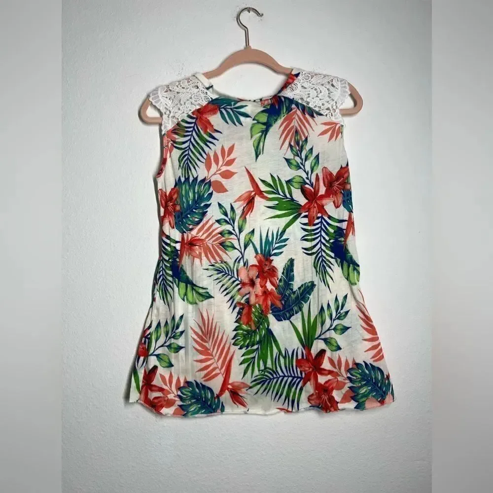 New York Laundry Blouse Floral Print Lace Size M
